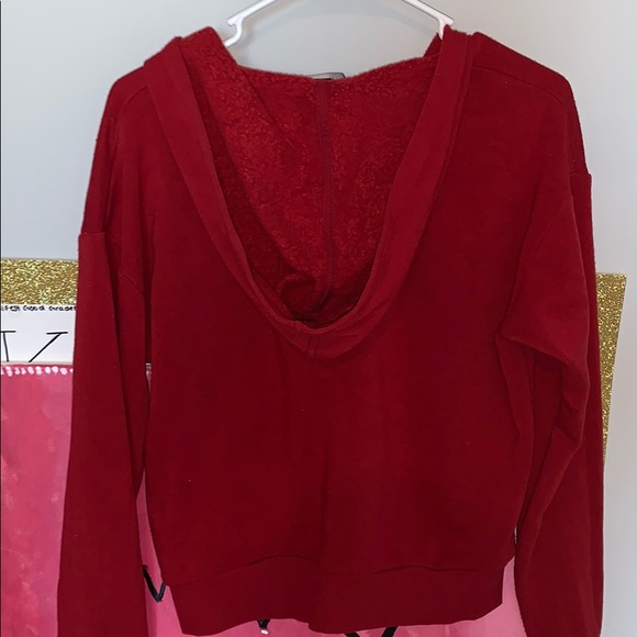 Red lace up hoodie - Picture 3 of 3